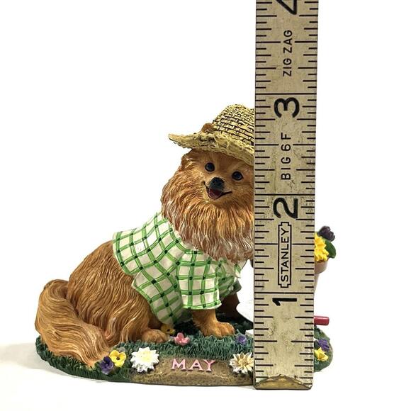 Danbury Mint Pomeranian Perpetual Calendar May Dog Figurine Flowers Gardening - Picture 7 of 7